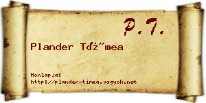 Plander Tímea névjegykártya